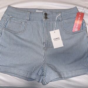 Ceros Blue Striped Women's Jean Shorts
